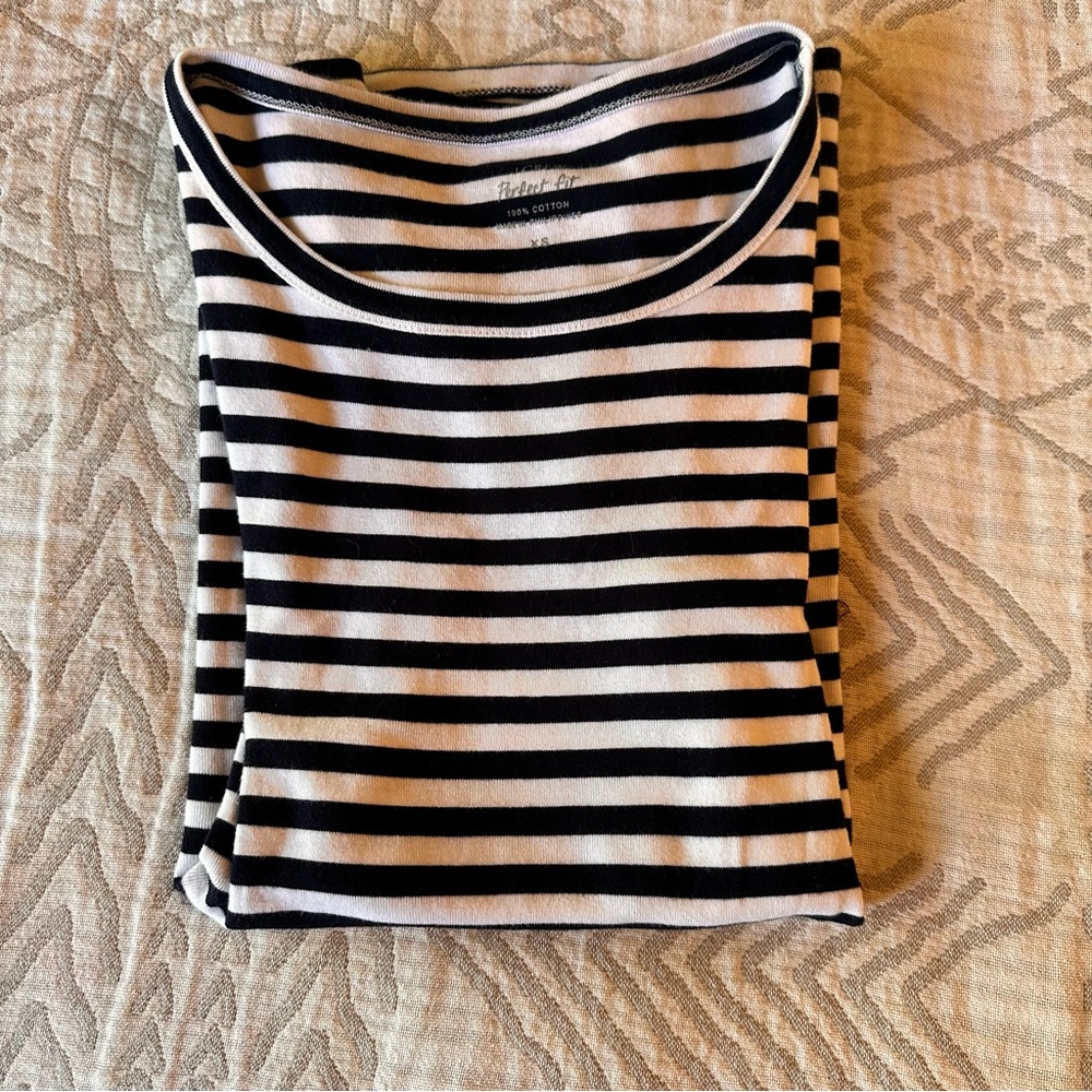 J. Crew Black and White Striped Tee